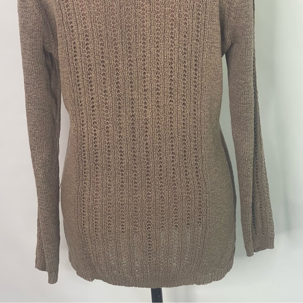Rachel Zoe Karla Open Knit neutral fall sweater Taupe brown women Size L Classic - Picture 8 of 12